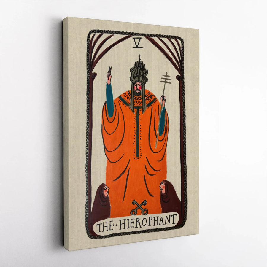 The Hierophant Tarot Card Canvas | V Major Arcana Wall Art | Premium Gallery-Wrapped Print | Spiritual Decor Gift for Mystical Home Enthusiasts