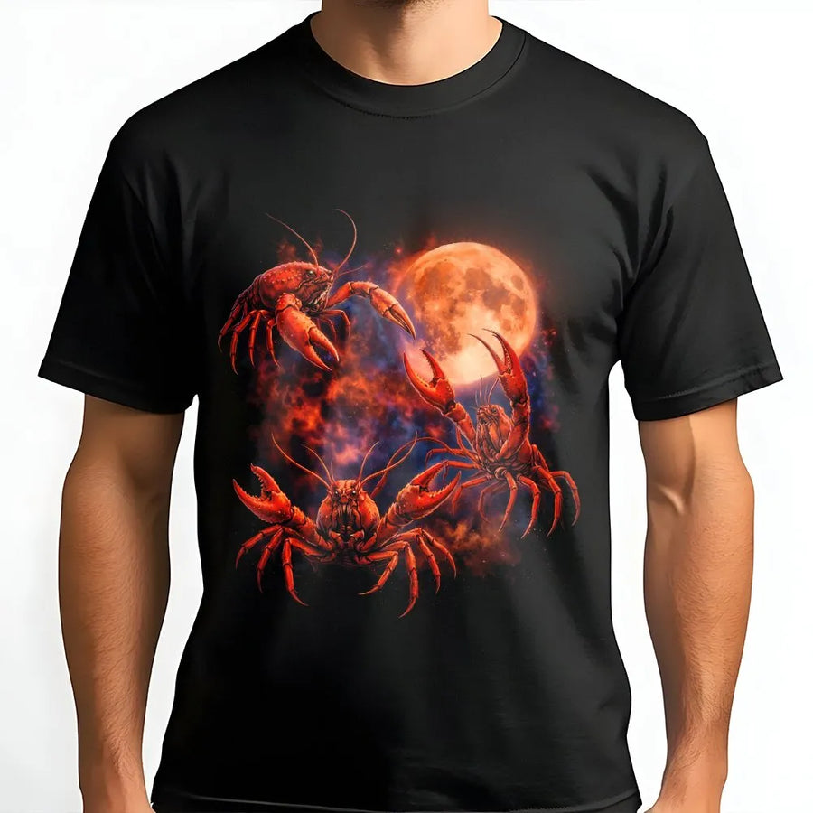 Crawfish Howling At The Moon T-Shirt | Funny Crustacean Graphic Tee | 100% Cotton Premium Quality | Unique Gift For Seafood Lovers