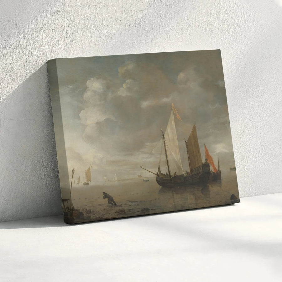 Vintage Seascape Canvas Wall Art | Dutch Golden Age Tall Ship Painting | Premium Gallery Wrapped Canvas | Nautical Home Decor Collector's Gift