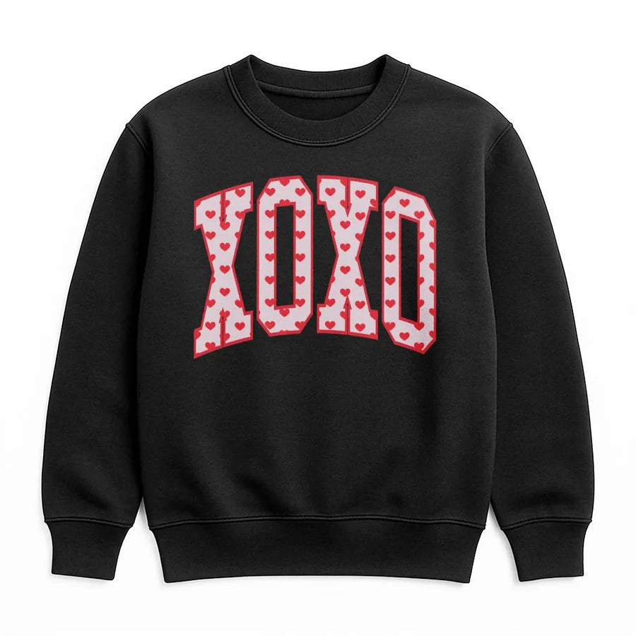 XOXO Valentine's Day Sweatshirt | Heart Pattern Graphic Print | Premium Cotton Blend | Romantic Gift for Girlfriend or Wife