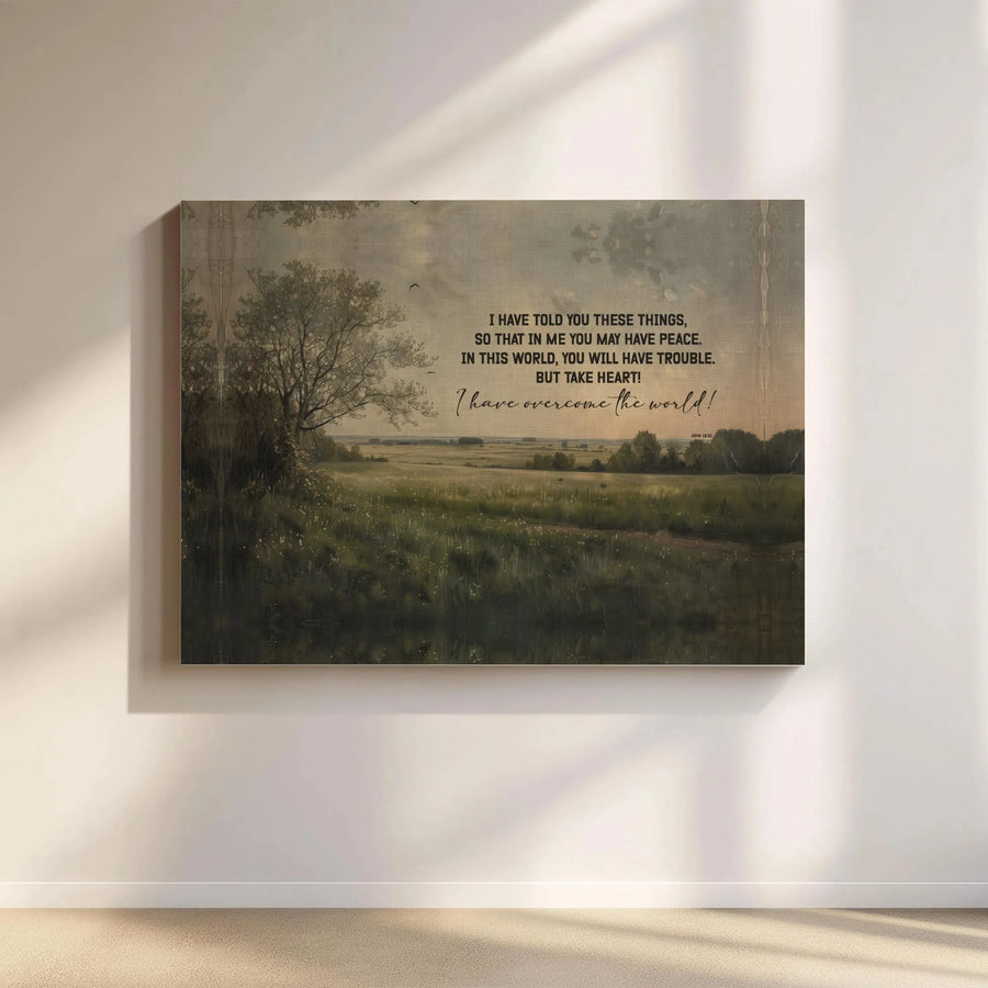 John 16:33 Bible Verse Canvas Art | Landscape Christian Wall Decor | Premium Fade-Resistant Print | Spiritual Gift for Home or Office