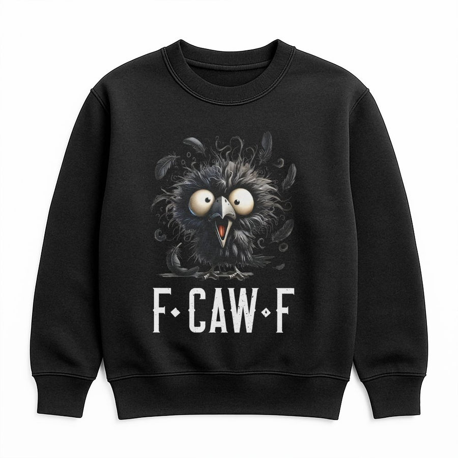 F-Caw-F Crow Sweatshirt | Funny Raven Pun Graphic | Soft Cotton Blend Unisex Pullover | Gothic Bird Lover Gift