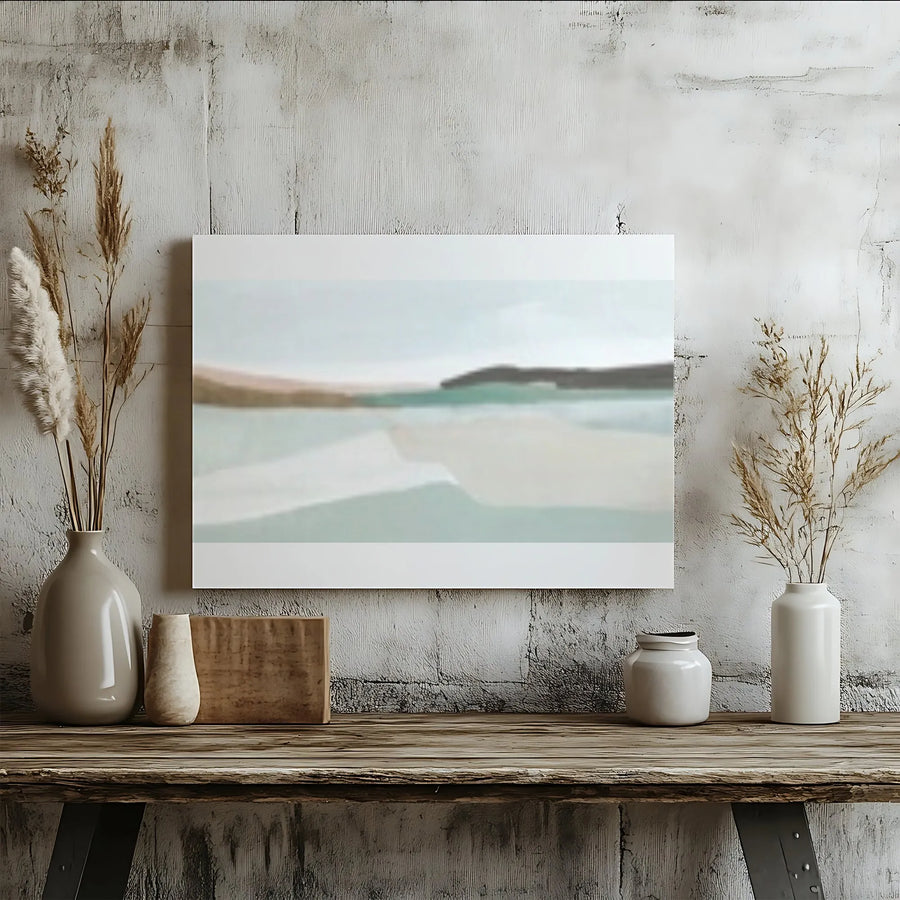 Abstract Landscape Canvas Wall Art | Minimalist Coastal Seascape Painting Print | Premium Gallery Wrap Canvas | Modern Living Room Wall Decor