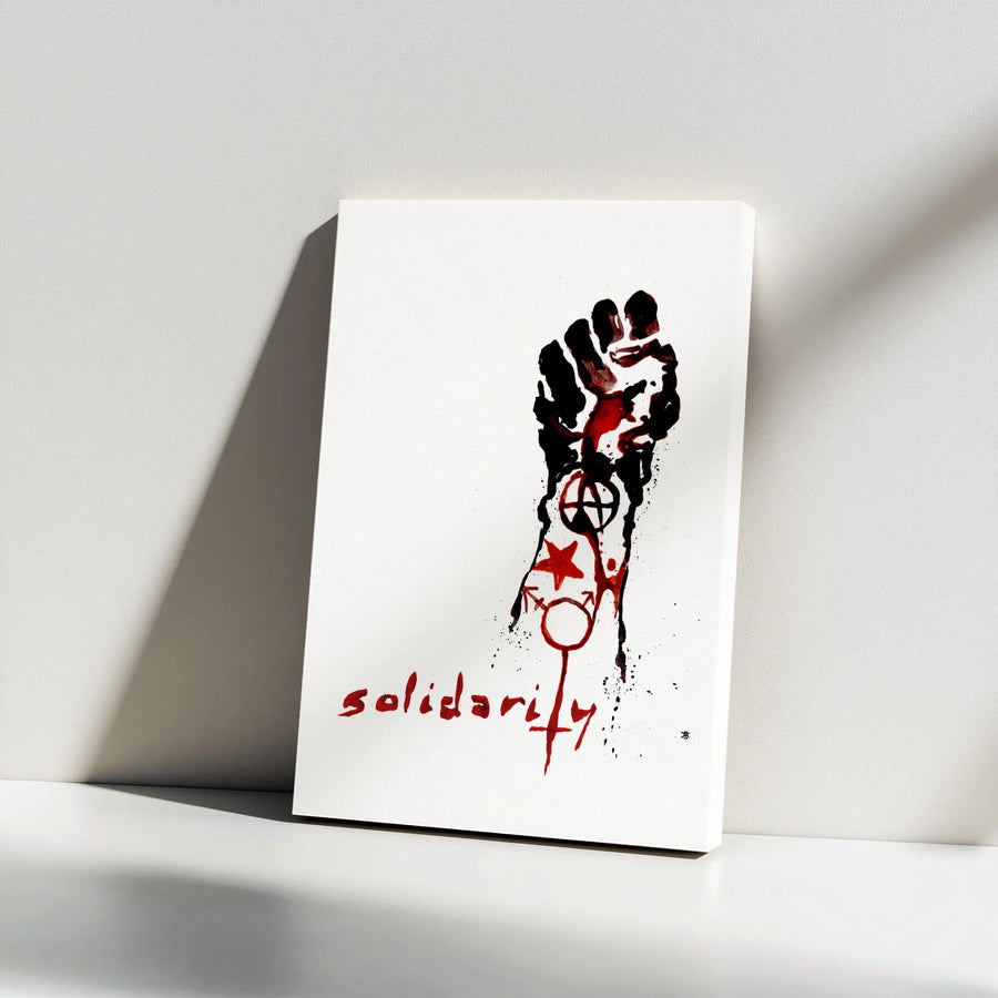 Solidarity Raised Fist Canvas Print | Protest Art Watercolor Wall Decor | Premium 1.25 Gallery Wrap | Activist Gift For Home Office