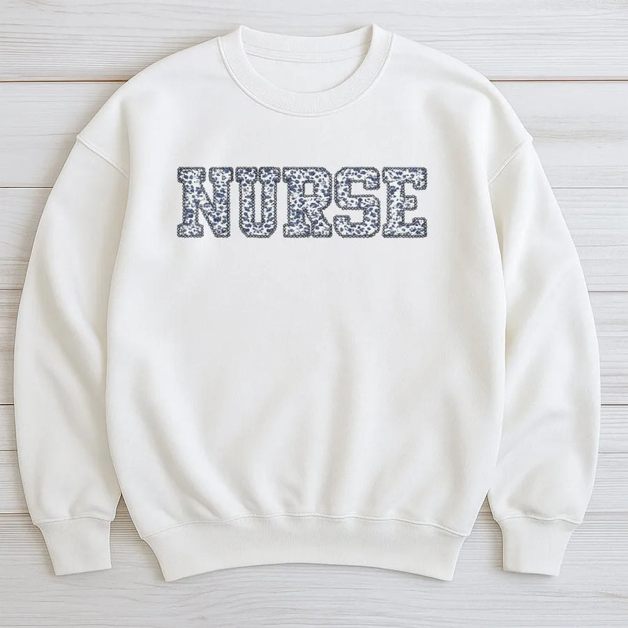 Nurse Sweatshirt | Blue Ribbon Awareness Design | Premium Cotton Blend | Gift for Nursing Students and Registered Nurses