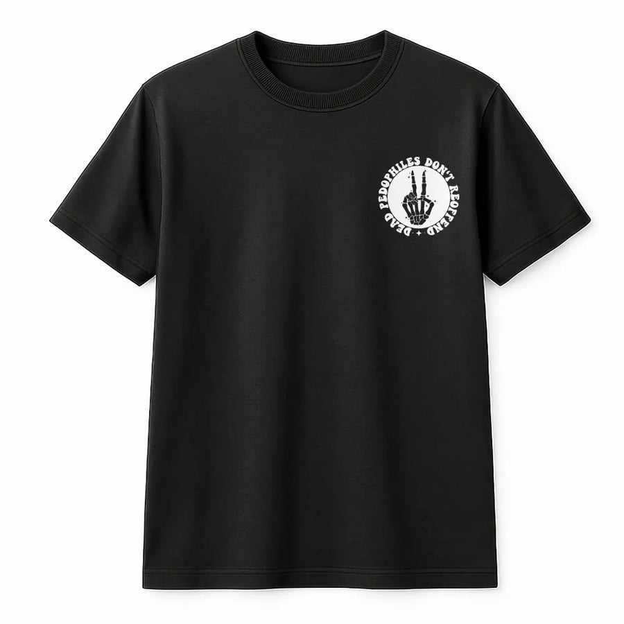 Activist Statement T-Shirt | Dead Don't Reoffend Skeleton Hand Graphic | Premium Cotton Blend | Unisex Political Justice Gift