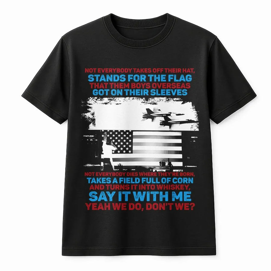 Patriotic Country Music T-Shirt | American Flag Jet Design | Premium Soft Cotton | Gift For Country Music Fans & Veterans