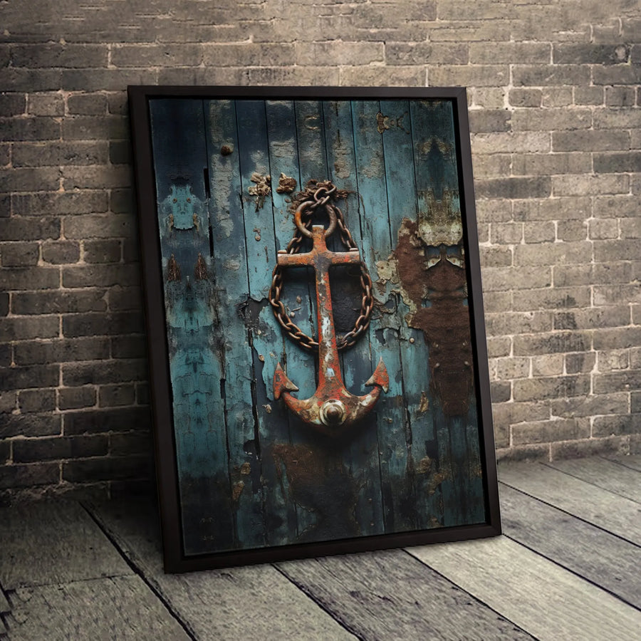 Rusty Anchor Canvas Wall Art | Nautical Coastal Decor | Premium Gallery Wrap Print | Gift for Beach House and Lake Cabin Lovers