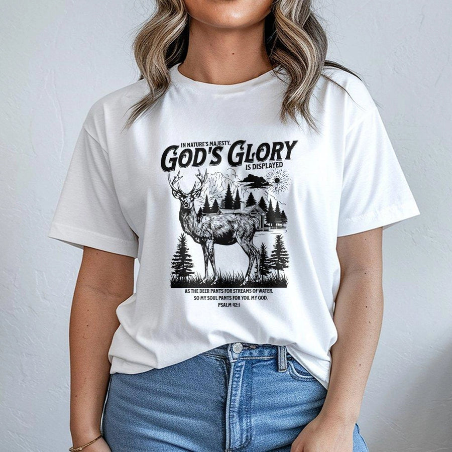 Psalm 42:1 T-Shirt | God's Glory Nature Graphic Design | Premium 100% Cotton Tee | Religious Christian Gift for Men and Women