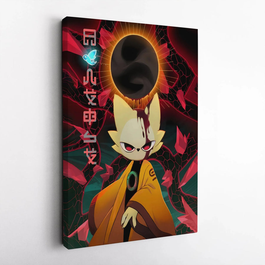Anime Fox Spirit Wall Art | Dark Eclipse Aesthetic Canvas Print | 1.25-Inch Gallery Wrap | Premium Decor Gift for Otaku Gamers