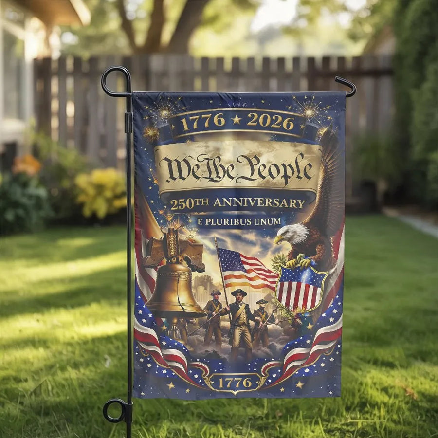 USA 250th Anniversary Garden Flag | We The People 1776 Theme | Double Sided Polyester | Commemorative Patriotic Yard Decor Gift