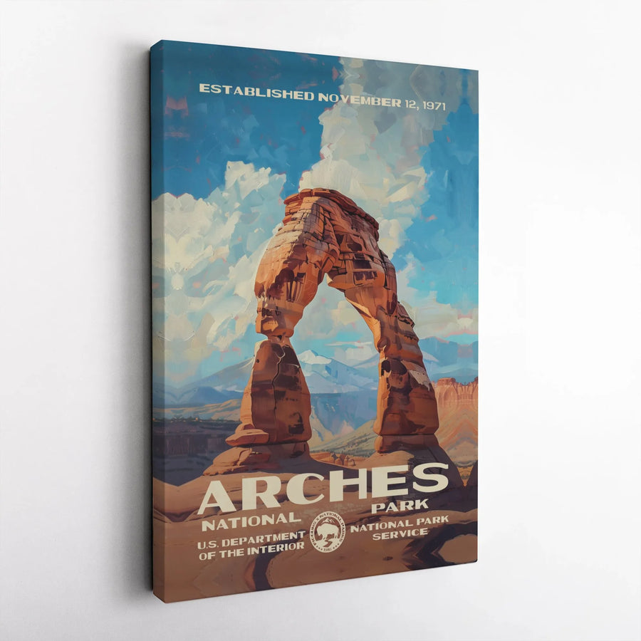 Arches National Park Canvas Print | Delicate Arch Vintage Travel Poster | Premium Gallery-Wrapped Wall Art | National Park Enthusiast Gift