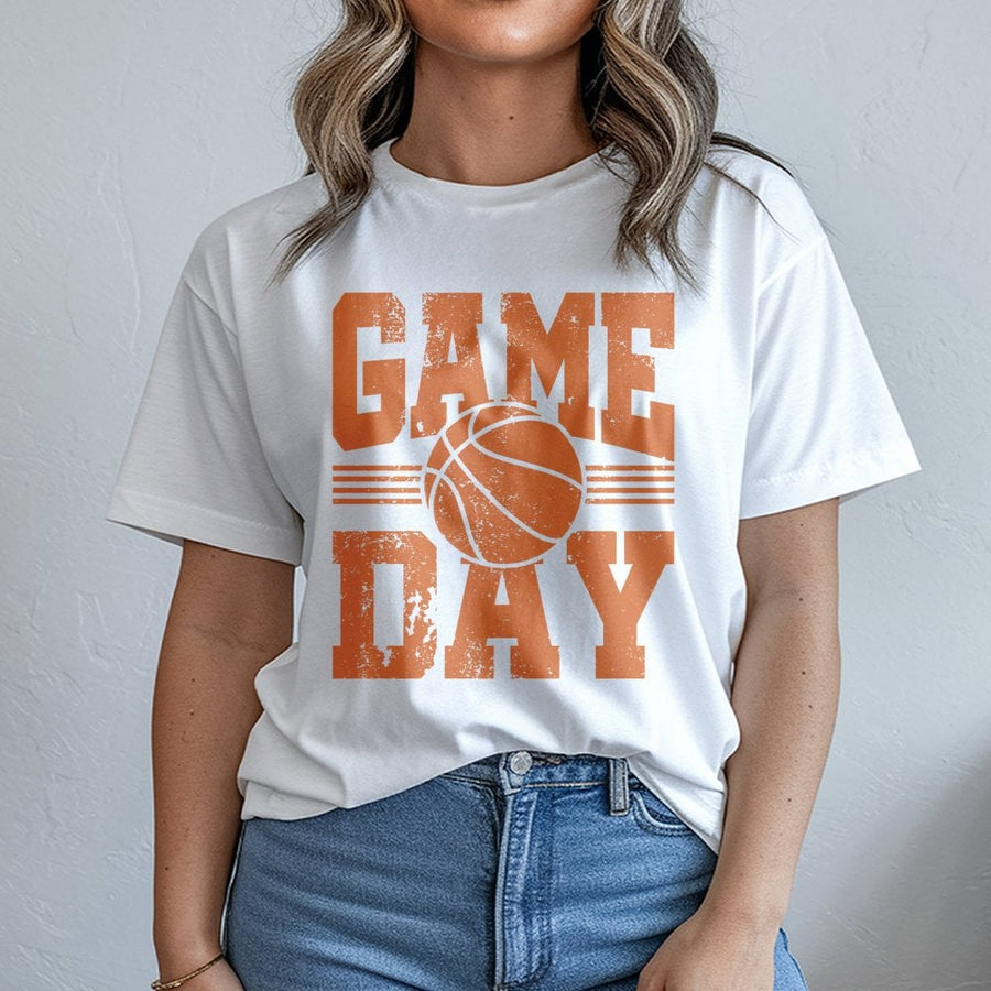 Game Day Basketball T-Shirt | Distressed Graphic Sports Tee | 100% Cotton Premium Quality | Athletic Gift for Fans and Players