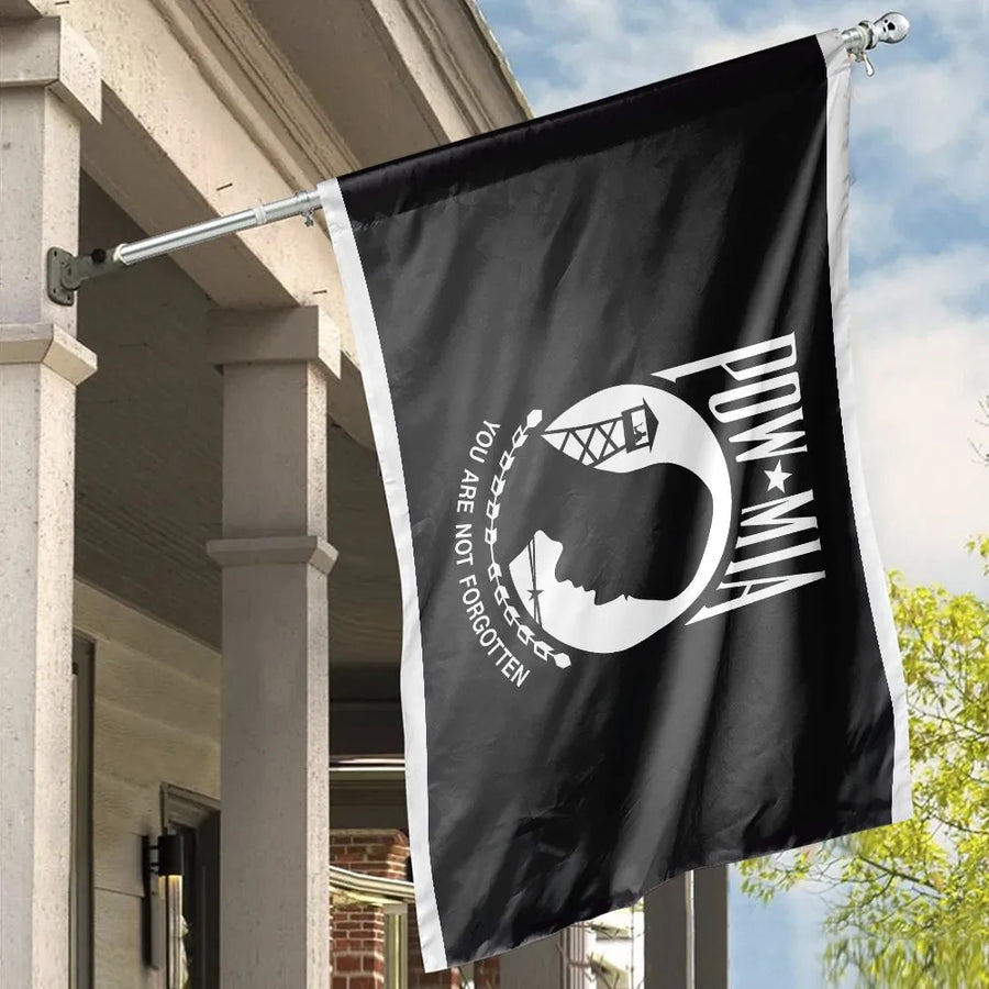 POW MIA House Flag | You Are Not Forgotten Emblem | Weather-Resistant Polyester Banner | Patriotic Military Memorial Gift for Veterans