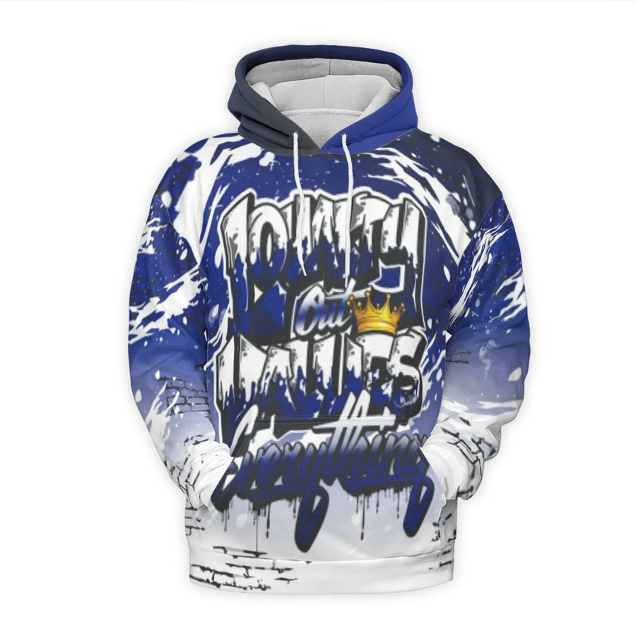 Loyalty Over Everything 3D Hoodie | Streetwear Graffiti Art with Gold Crown | Premium Polyester Fleece | Unisex Urban Graphic Pullover Gift