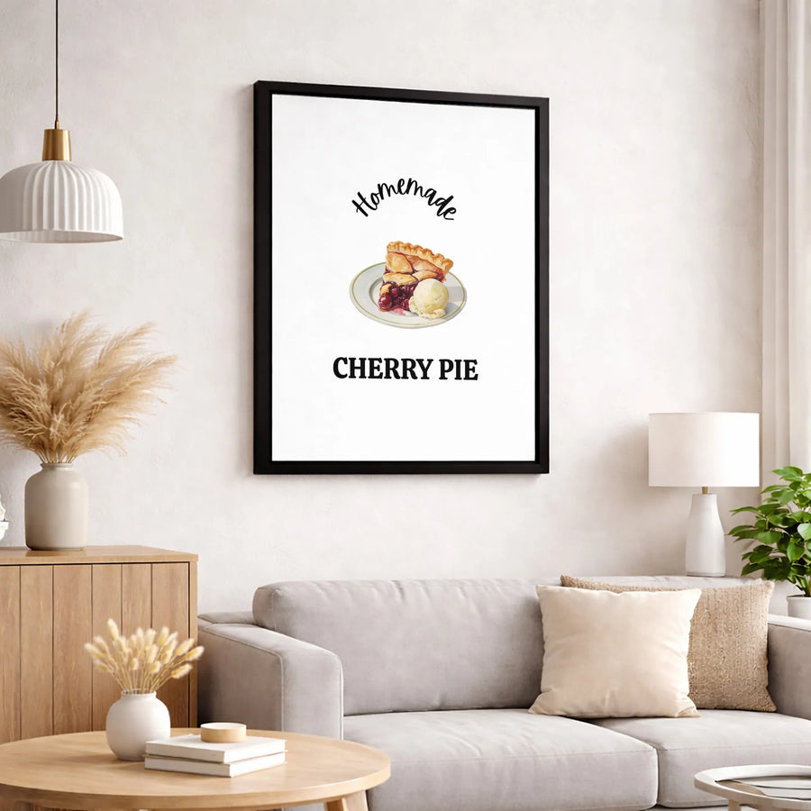 Homemade Cherry Pie Canvas Art | Watercolor Food Illustration | Premium 1.25" Gallery Wrap | Kitchen Wall Decor Gift