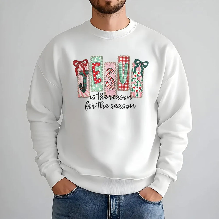 Jesus Is The Reason For The Season Sweatshirt | Festive Christian Holiday Graphic | Premium Cotton Blend | Faith-Based Religious Christmas Gift