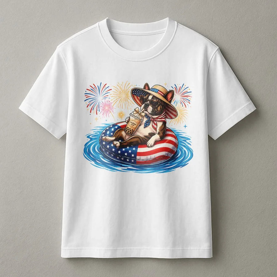 Patriotic Frenchie 4th of July Shirt | Vintage American Flag French Bulldog Tee | Premium Comfort Colors Cotton | Independence Day Gift for Dog Lover