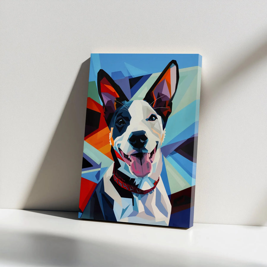 Colorful Geometric Dog Canvas Wall Art | Pop Art Style Portrait | Premium 1.25-Inch Gallery Wrap | Vibrant Modern Home Decor Gift for Dog Lovers