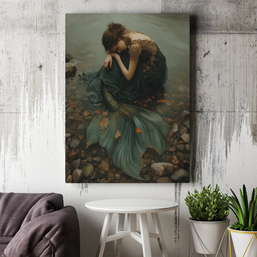 Mermaid Canvas Wall Art | Dark Fantasy Mermaid Painting | Premium Canvas Print | Gothic Home Decor Gift