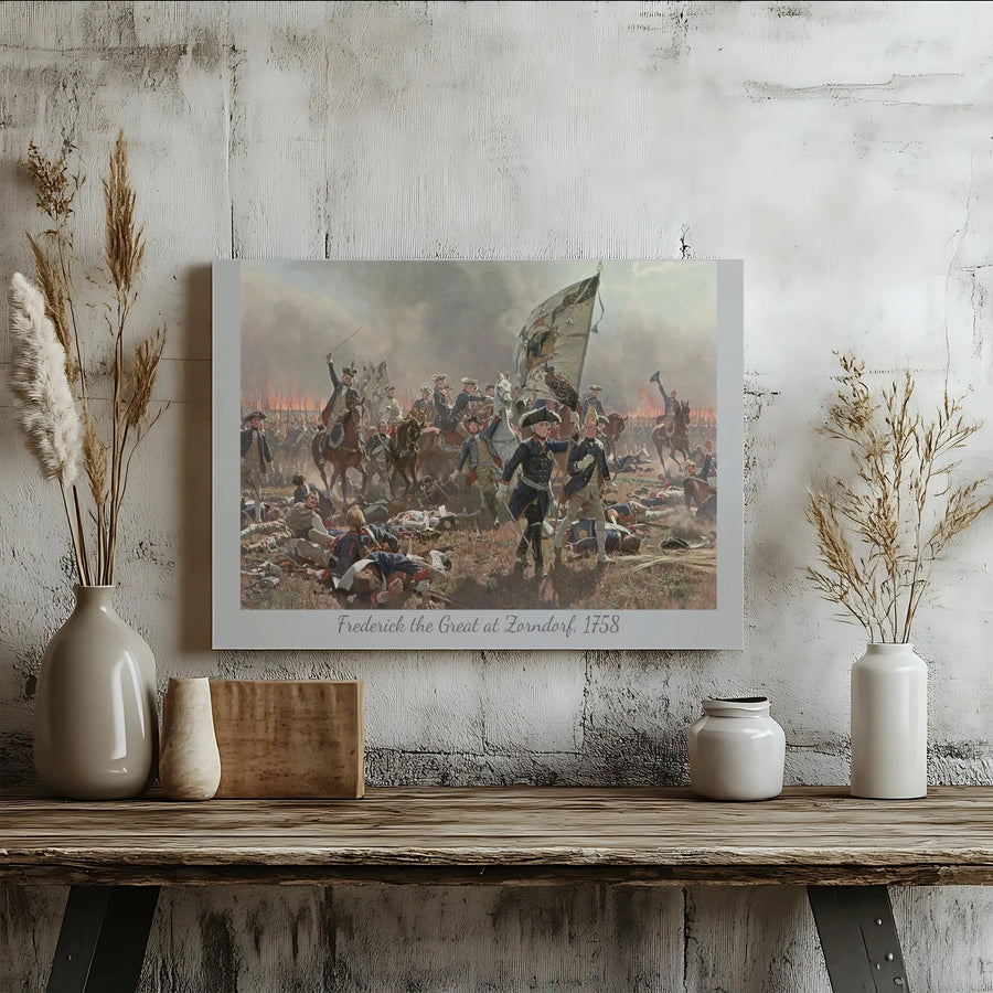 Frederick the Great at Zorndorf 1758 Canvas Print | Battle of Zorndorf Fine Art | 1.25 Inch Gallery Wrap | Historical Military Wall Decor Gift