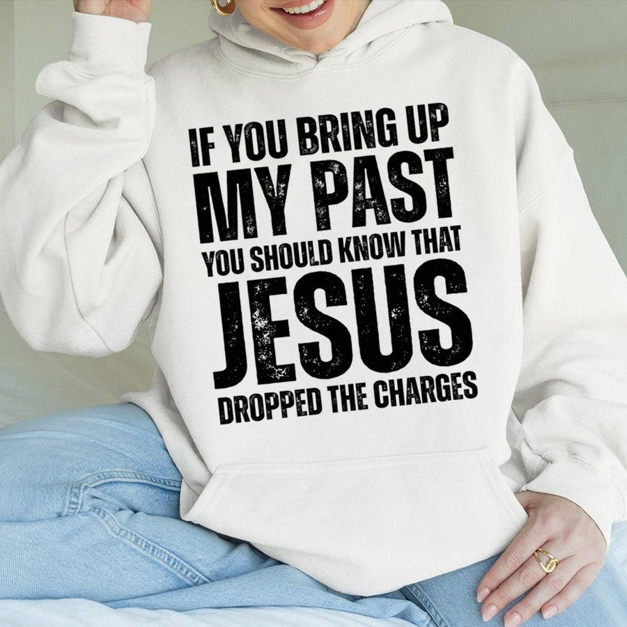 Jesus Dropped The Charges Hoodie | Christian Faith Graphic Pullover | Premium Cotton Blend Fleece | Religious Gift for Men and Women