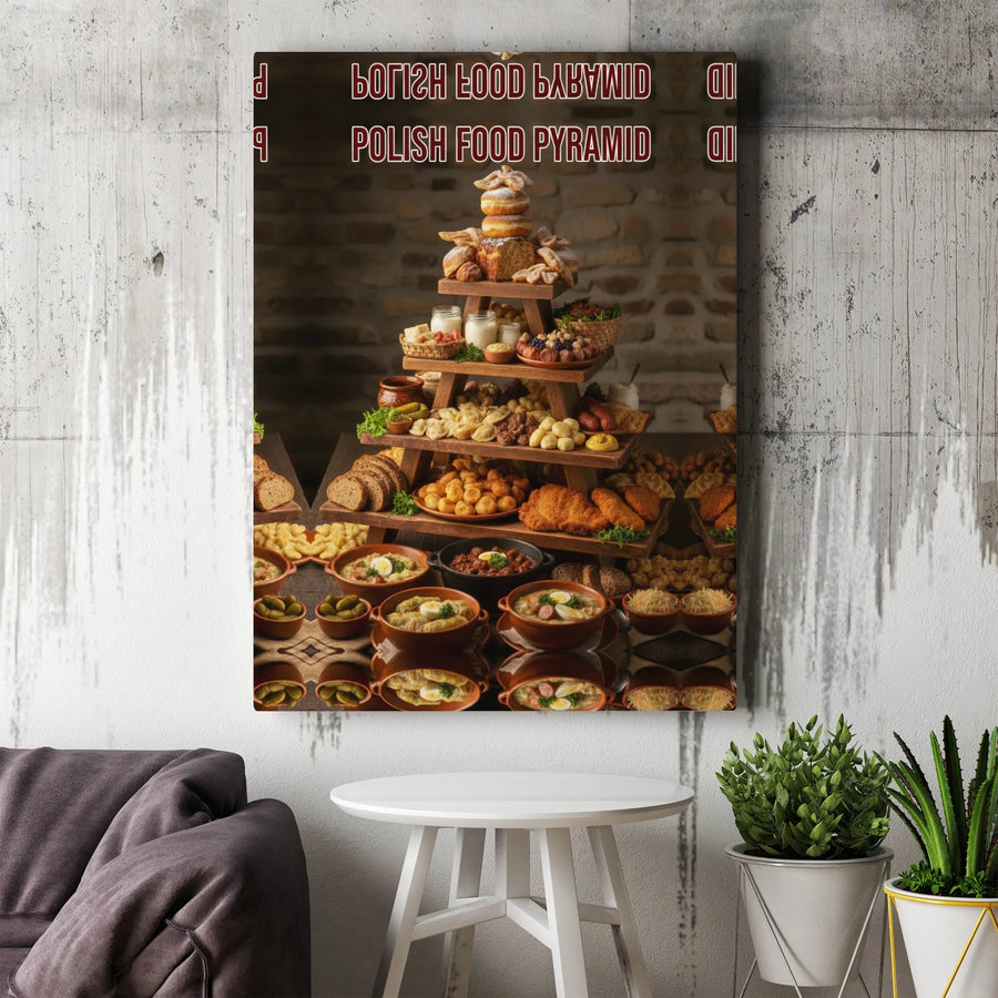 Polish Food Pyramid Canvas Wall Art | Traditional Polish Cuisine Poster | Premium Gallery Wrap | Gift for Foodie & Kitchen Decor
