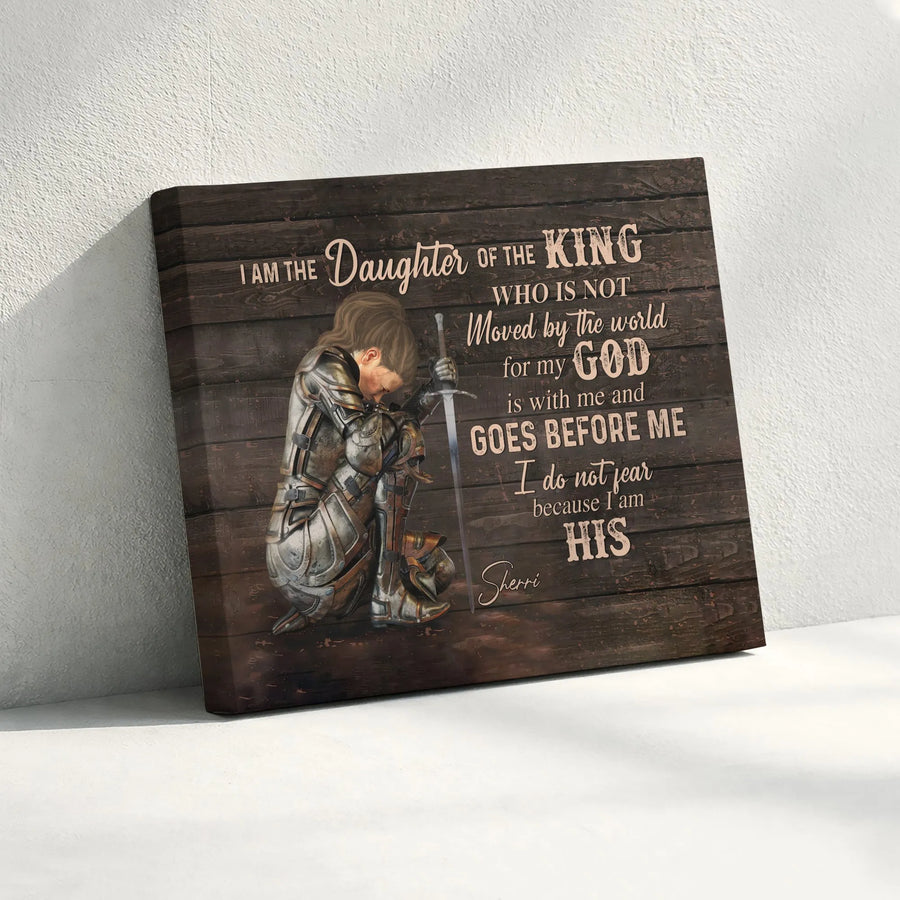 Daughter of the King Canvas Art | Female Knight Scripture Wall Decor | Premium Thick Canvas Print | Inspirational Faith Gift for Christian Woman