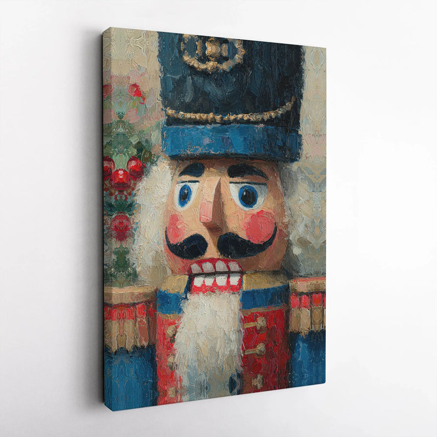 Nutcracker Christmas Canvas Wall Art | Oil Painting Texture Holiday Decor | Gallery Wrap 1.25" Profile | Festive Seasonal Gift for Home