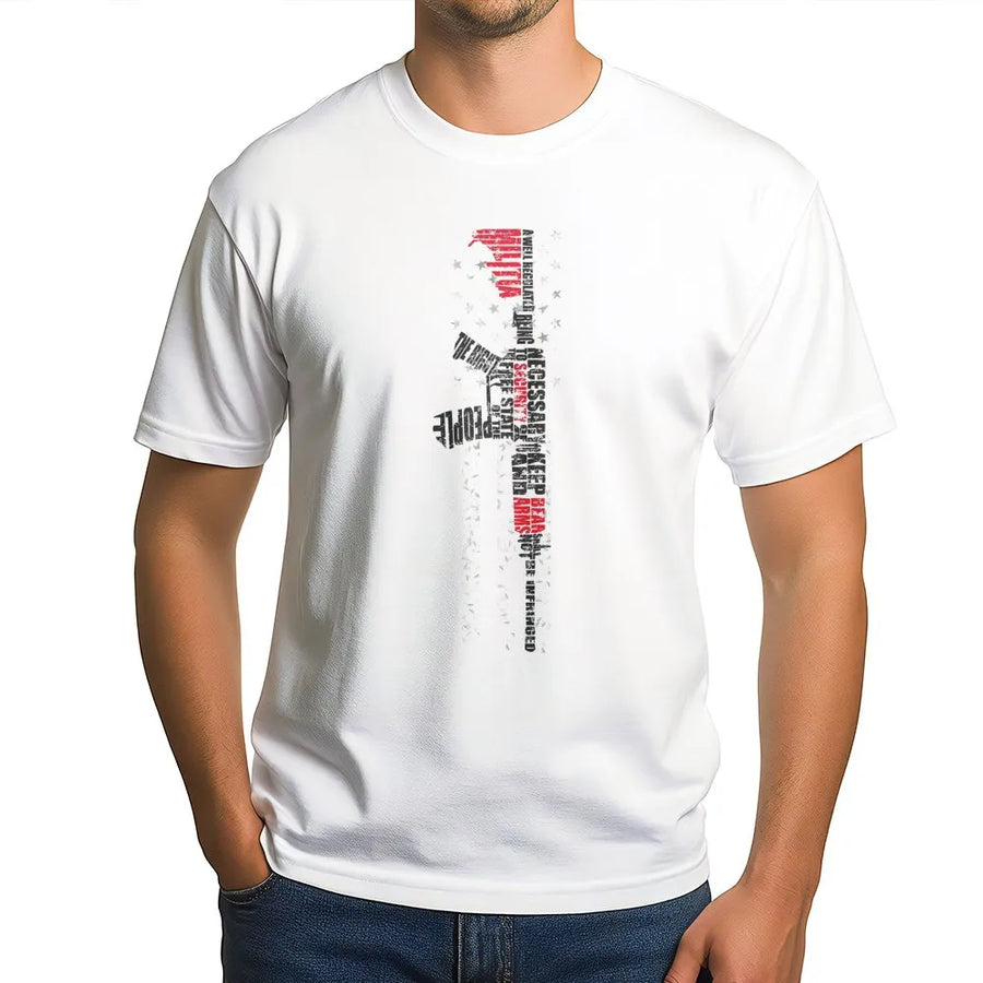 Second Amendment Graphic T-Shirt | Patriotic Rifle Typography Design | Premium Soft Cotton | Pro 2A Gift for Men and Gun Rights Supporters
