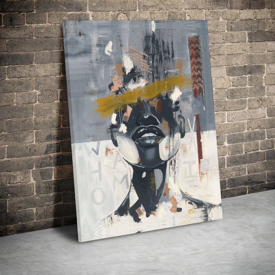Abstract Black Woman Portrait Canvas | Modern Expressionist Wall Art | Premium Gallery Wrap Print | Contemporary Home Decor Gift