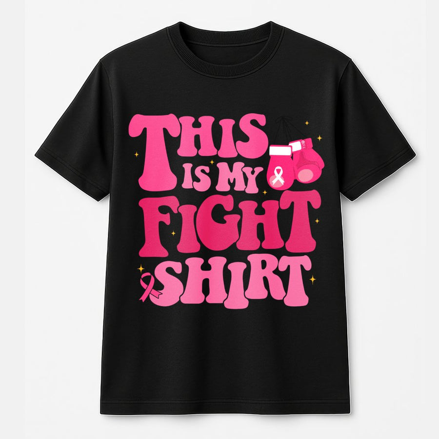 This Is My Fight Breast Cancer Awareness T-Shirt | Boxing Glove Ribbon Graphic | Premium 100% Cotton Tee | Inspirational Support Gift for Warriors