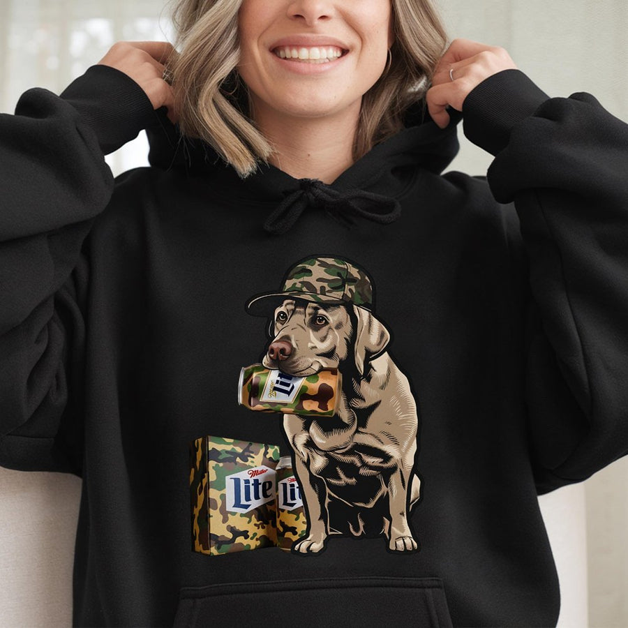 Miler Lite Labrador Hunting Dog Camo Pattern Unisex Hoodie Hoodie,Miller Beer Lovers Hoodie Classic Menswear Tops