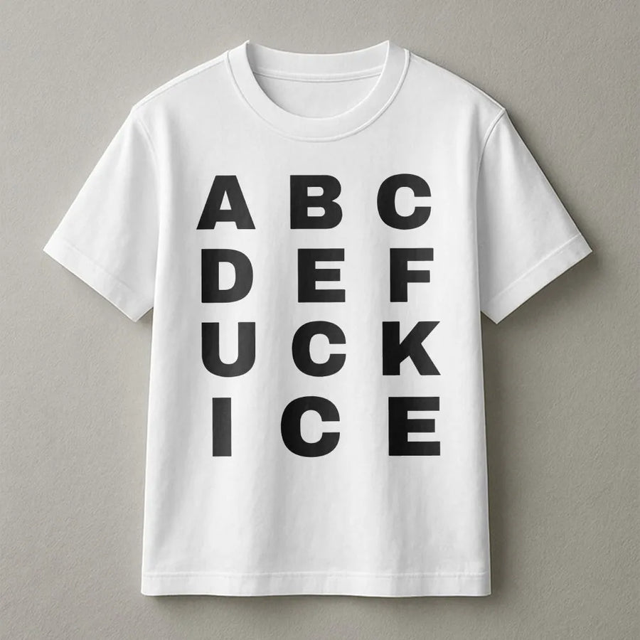 Abolish ICE T-Shirt | Funny Alphabet Protest Design | Premium Cotton-Blend | Gift for Political Activist