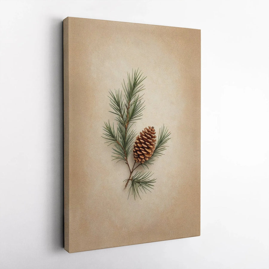 Pinecone Canvas Wall Art | Rustic Botanical Pine Branch Print | Premium Gallery-Wrapped 1.25 Inch Canvas | Farmhouse Home Decor Gift