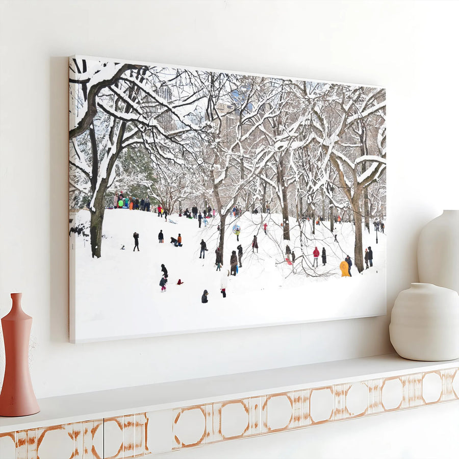 Winter in Central Park Canvas Wall Art | Snowy New York City Photography | Premium Gallery Wrapped Canvas | Living Room Decor Gift
