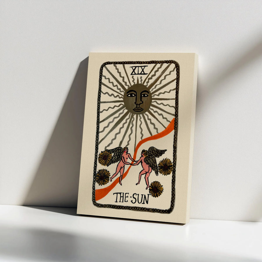 The Sun Tarot Card Canvas Wall Art | XIX Spiritual Astrology Print | Premium 1.25" Gallery Wrap | Bohemian Home Decor Gift For Mystic Soul