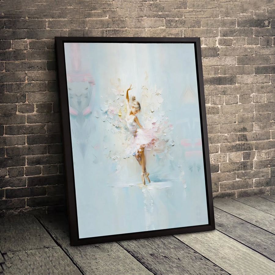 Ballerina Canvas Wall Art | Impressionist Oil Painting Style | 1.25 Inch Premium Gallery Profile | Dancer Gift for Dance Studio Home Decor