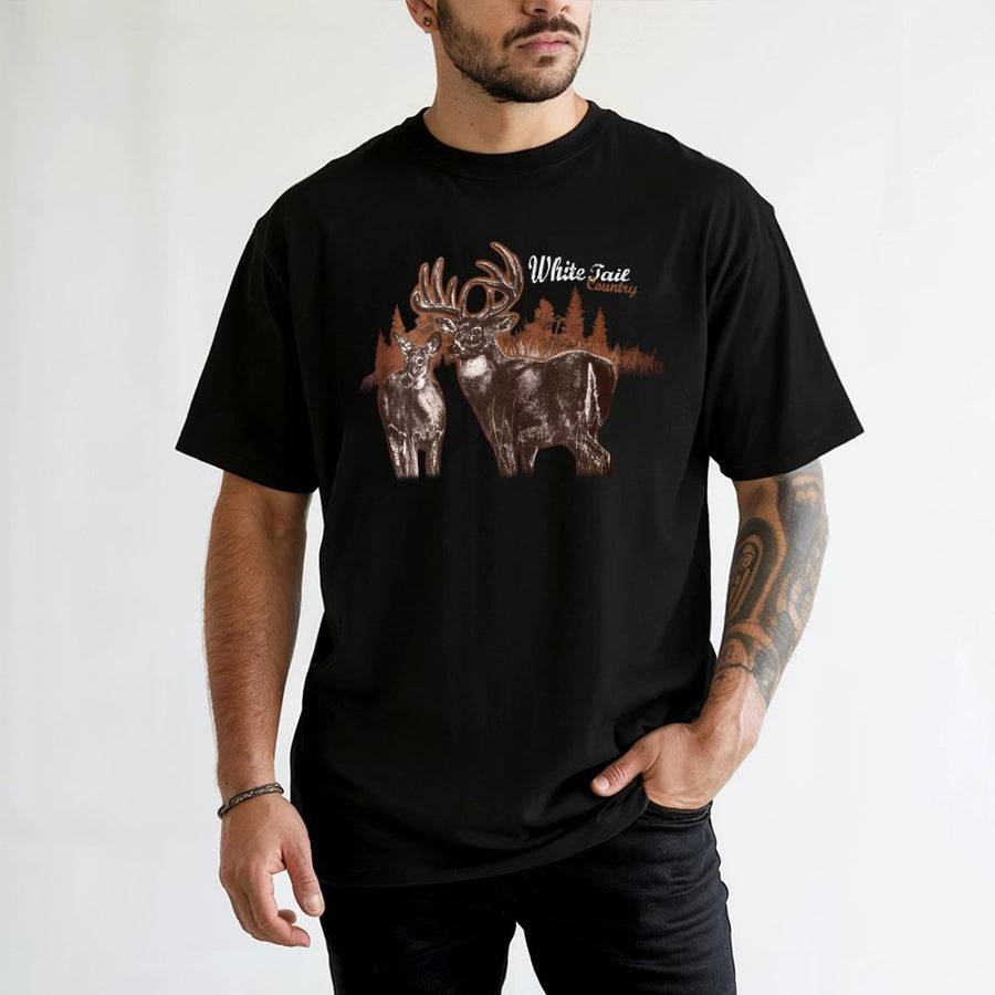 Whitetail Deer Graphic T-Shirt | Vintage Wildlife Illustration | 100% Cotton Premium Comfort | Nature Lover Gift For Men And Women