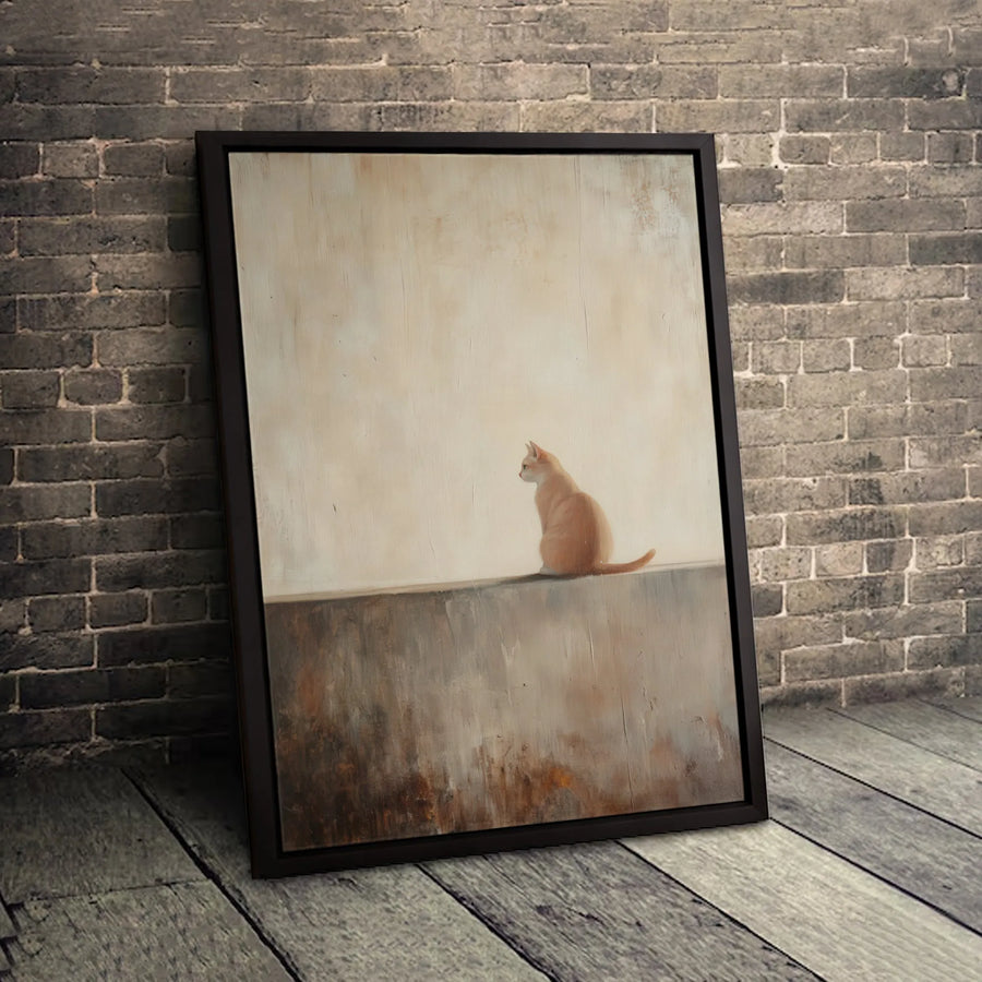 Ginger Cat Canvas Wall Art | Minimalist Orange Tabby Painting | Gallery-Quality Premium Print | Serene Animal Decor for Home and Office