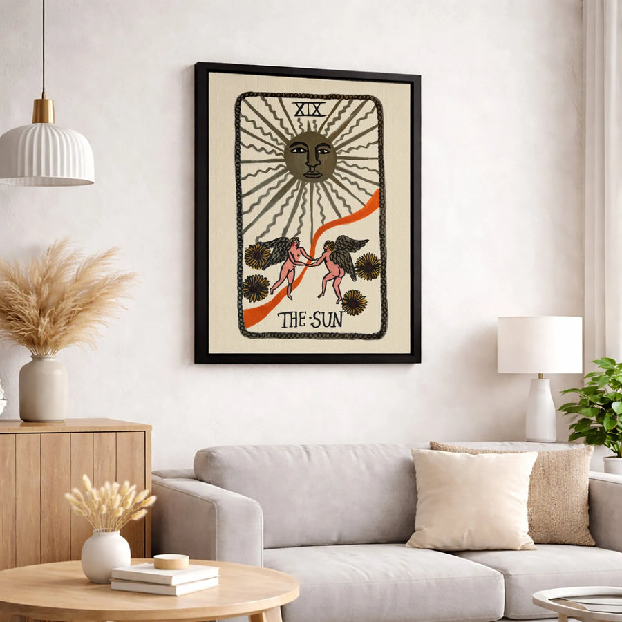 The Sun Tarot Card Canvas Art | Spiritual XIX Astrology Wall Decor | Premium 1.25" Gallery Wrap | Boho Mystical Gift for Celestial Enthusiasts