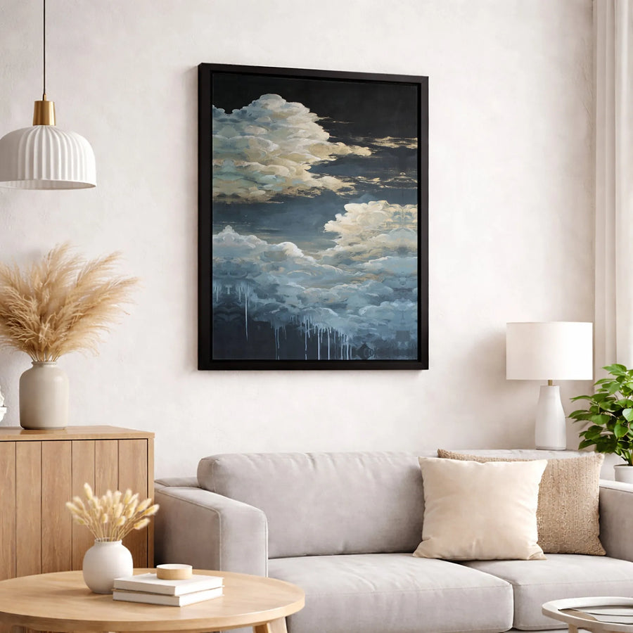 Abstract Cloudscape Wall Art | Moody Stormy Sky Oil Painting Style | Premium Gallery Wrap Canvas | Modern Home Decor for Living Room