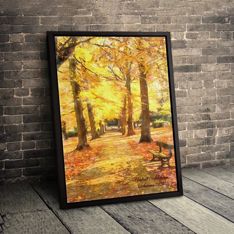 Walsall Arboretum Canvas Wall Art | Autumn Park Pathway Painting | Premium Gallery-Wrapped Print | Nature Decor Gift for Home Office