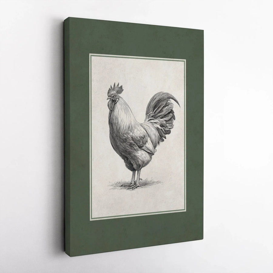 Rooster Canvas Wall Art | Vintage Farmhouse Animal Sketch | Premium Gallery Quality Print | Unique Country Kitchen & Home Decor Gift
