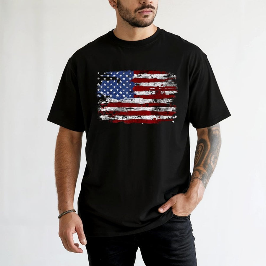 Distressed American Flag T-Shirt | Grunge USA Graphic Tee | 100% Cotton Premium Quality | Patriotic July 4th Independence Day Gift for Adults