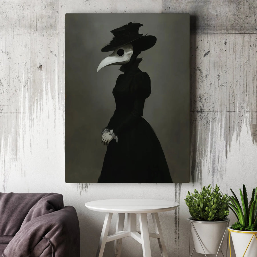 Plague Doctor Canvas Wall Art | Dark Academia Victorian Gothic Portrait | Premium Fade-Resistant Gallery Wrap | Spooky Home Decor Gift
