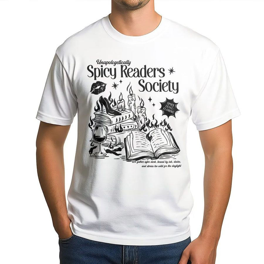 Spicy Readers Society T-Shirt | Smut Book Lover Graphic Tee | Premium Cotton Booktok Merch | Gift for Romance Readers & Book Club Members