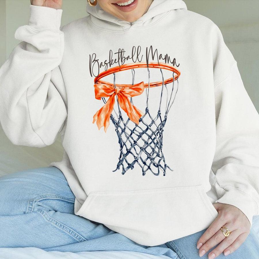 Basketball Mama Hoodie | Watercolor Sports Hoop Graphic | Premium Cotton Blend | Gift for Basketball Mom & High School Basketball Fan