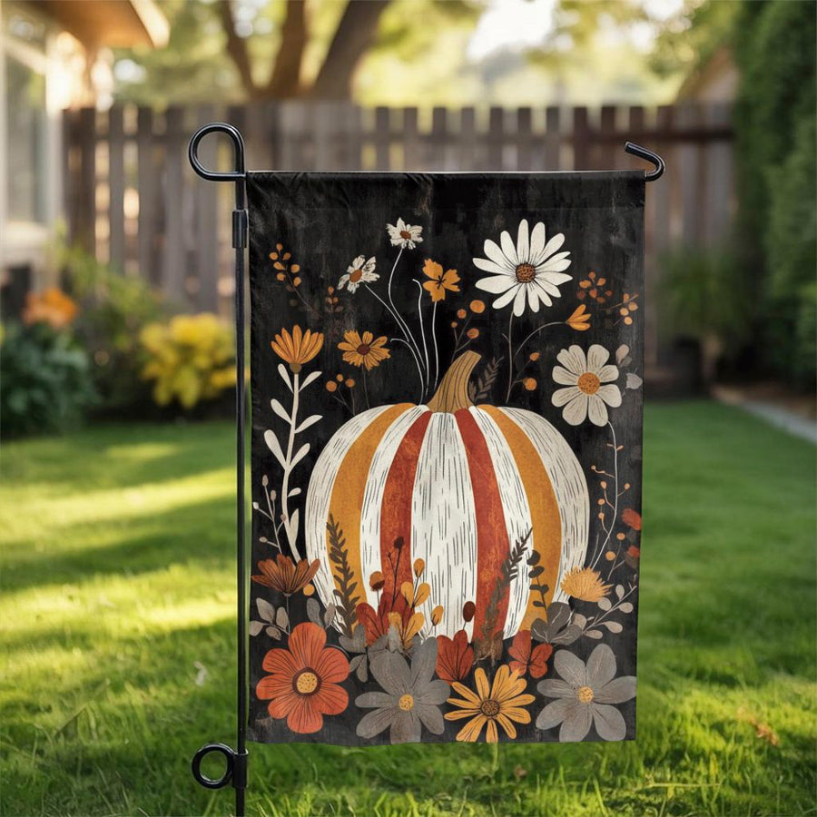 Boho Pumpkin Garden Flag | Autumn Floral Yard Decor | Weather-Resistant Polyester | Fall Seasonal Home Outdoor Gift