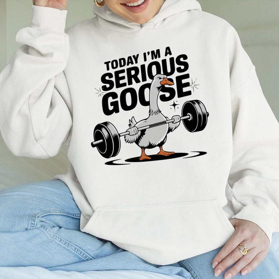 Serious Goose Weightlifting Hoodie | Funny Gym Workout Graphic | Premium Cotton Blend | Gift for Fitness Lover